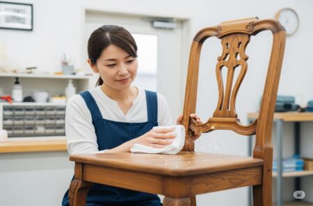椅子を磨く主婦